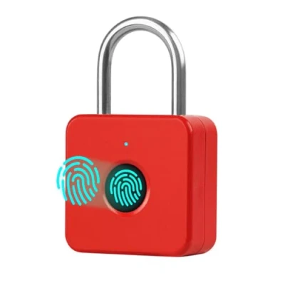 Imagen de Candado de huellas dactilares, cerradura inteligente IPX22 impermeable Smart Lock huella digital, adecuado para puerta, maleta, mochila, gimnasio, bicicleta, rojo