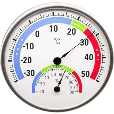 Imagen de Technoline Termómetro analógico WA3050, termofrómetro redondo con indicador de comodidad, humedad analógico, 4,2 x 1,5 20 cm
