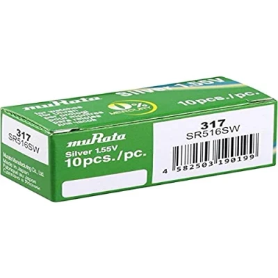 Imagen de Murata SR516SW PBWW 317 Pila de botón (óxido Plata, 11,5 mAh, 1,55 V, 10 Unidades)