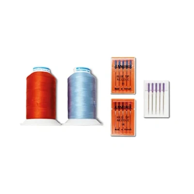 Imagen de ALFA Set 3 Estuches de Agujas especiales para Máquinas coser, Bordadoras y Remalladoras + 2 uns Bobinas Hilo bordar Super Brite 1000m Gutermann