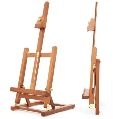 Imagen de VISWIN 64cmH Caballete Básico de Sobremesa con Marco en H, Madera Haya Ajustable y Resistente, Portátil para Pintar Exponer Adultos, Artistas