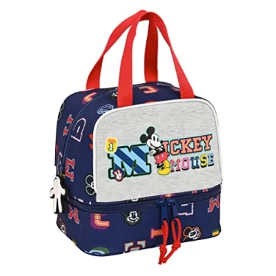 Imagen de MICKEY MOUSE Only One Portameriendas, Portatodo, Alta Calidad, Máxima Resistencia, Porta Comida, Recreo, Merienda y Desayuno, 20x15x20 cm, Color Azul marino
