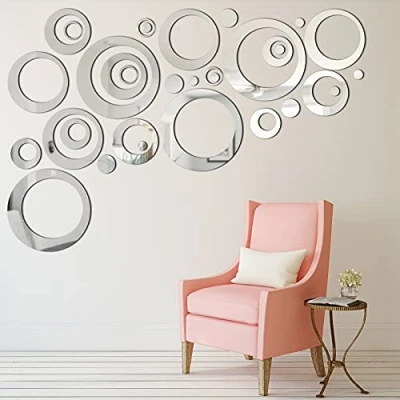 Imagen de 32 piezas Ajuste Espejo Acrílico Desmontable Etiqueta de Pared Decal Casa Decoración (Estilo 4)