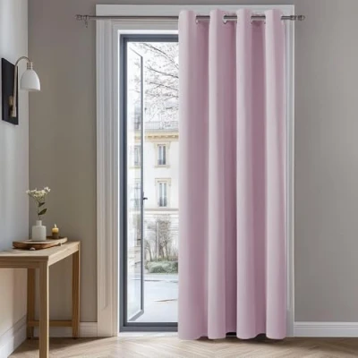 Imagen de Deconovo Cortinas Dormitorio Salon Opacas Moderna con Ojales, Termicas Aislantes Frio y Calor 132x229 cm(Ancho x Alto) Rosa Claro, 1 Pieza