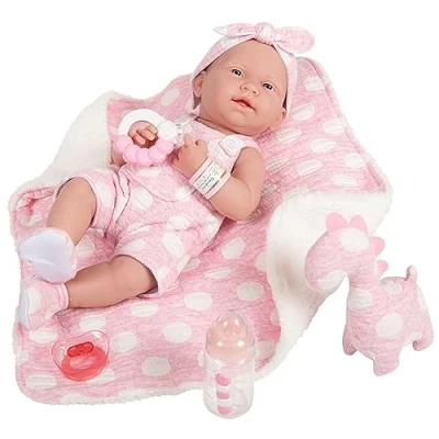 Imagen de JC TOYS Muñeca La Newborn recién Nacida de 38 cm es Vinilo Suave, Ropa y 5 Accesorios, niña, Rosa, diseñada en España por Berenguer, 2 años