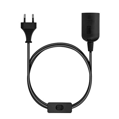 Imagen de kwmobile Portalámpara E27 con interruptor Cable de red y enchufe Adaptador lámpara 3.5M Base para bombilla en negro
