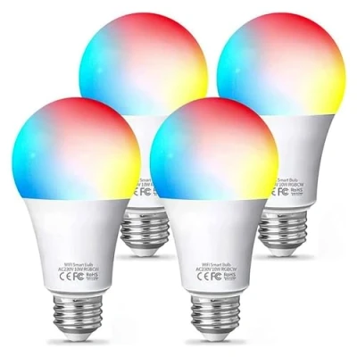Imagen de FITOP Bombilla Inteligente Alexa E27, RGBCW LED Wifi 10W Equivalente 90W, Compatible con Alexa/Google Home/Siri, RGB &amp; 2700K 6500K blanco frío cálido 4 Unidades