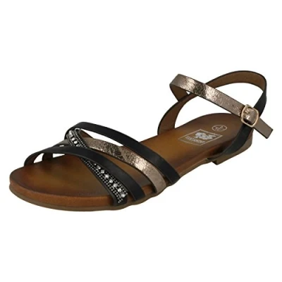 Imagen de Down To Earth Sandalias planas con correa en X para mujer, Black, 38 EU