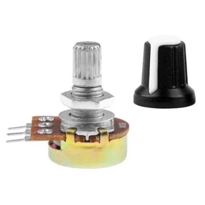 Imagen de OcioDual Embellecedor Boton Blanco + Potenciometro B10K Lineal 10K OHM para Raspberry Knob 15mm