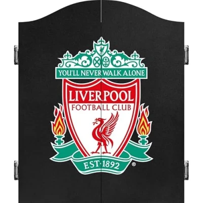 Imagen de FOCO Gabinete de dardos y diana con licencia oficial del Liverpool Football Club The Reds, escudo club, negro (CAB076)