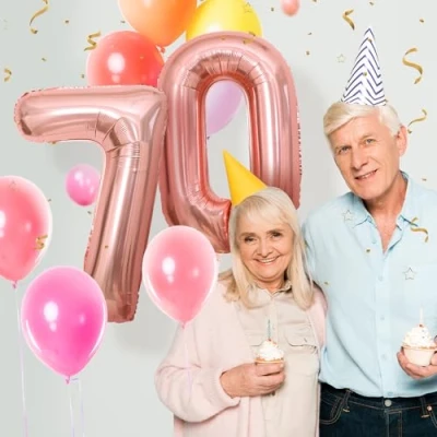 Imagen de Globos de Cumpleãnos Numeros 70 Oro rosa,101 CM Globo Gigantes Grandes Decoracion,Globo Numero Niño Niña Adultos decorazione,Vuelan con Helio