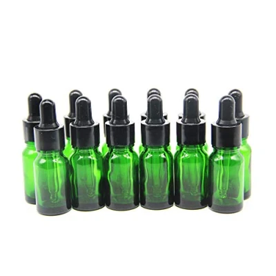 Imagen de YIZHAO Verde Frasco Cuentagotas Cristal 5ml, con Goteros Cristal, para Aceite Esencial, Laboratorio, Aromaterapia, Fragancia, Masaje, Cosméticos, Viajes 12Pcs
