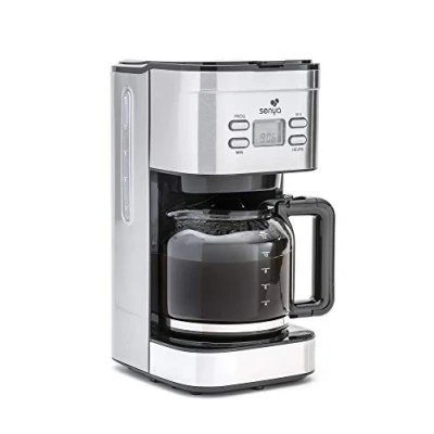 Imagen de Senya SYBF CM019 Cafetera programable, 800 W, 1.5 litros, Inoxidable, Negro y Acero