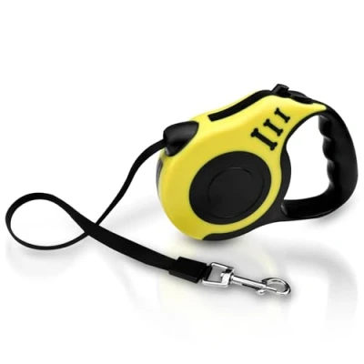 Imagen de Ghazpmuk Correa Perro Extensible, de Elástica Retráctil, Correas para Perros Adiestramiento, Extensible Mediano 5 m Medianos y Pequeños Hasta 15 Kg, Amarillo Neon