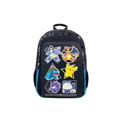 Imagen de CyP Brands Pokémon Mochila escolar, Mochila, Adaptable a carro, Material Backpack, Pikachu, Eeve, Color marrón, Producto Oficial