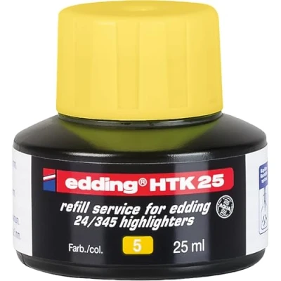 Imagen de Tinta de recambio edding HTK 25 amarilla ml con sistema capilar, ideal para rellenar forma limpia y sin complicaciones los marcadores fluorescentes e 345 24
