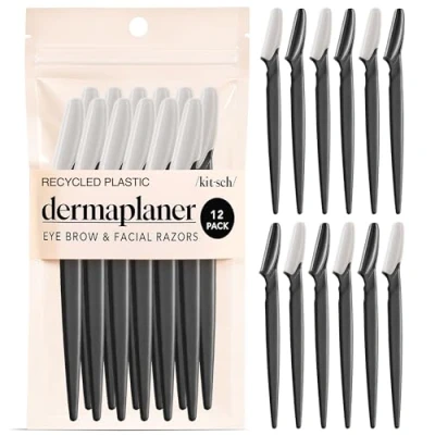 Imagen de Kitsch Removedor de Vello Facial y Afeitadora para Mujeres, Herramienta Dermaplaning Fácil Usar Cejas Una Piel Suave Brillante con Cubierta (Negro)