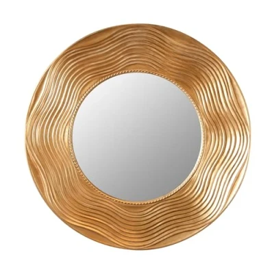 Imagen de Riess Ambiente Elegante espejo de pared Circle 100 cm redondo dorado con marco adornado baño pasillo