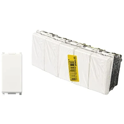 Imagen de Vimar 0T14000 Plana Interruptor 1P 10 AX 250 V , 5 unidades, iluminable (unidad de señalización no incluida), botón reemplazable