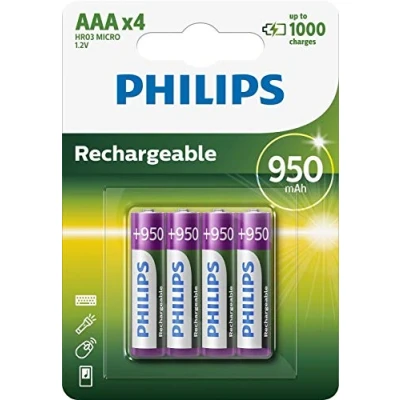 Imagen de PHILIPS Pilas AAA Recargables HR03 NiMH 1.2V 500 Recargas