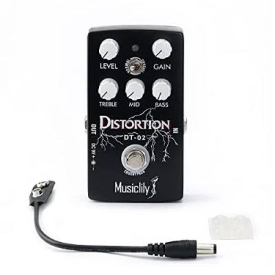 Imagen de Musiclily Pro Pedal de Efectos Guitarra Adaptador 9V DC Alimentado para Eléctrica/Bajo True Bypass, Distortion
