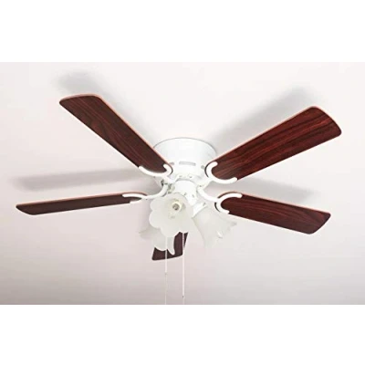 Imagen de Pepeo GmbH Ventilador de techo Kisa Deluxe 105 cm alas blancas palisandro/nogal oscuro con iluminación e interruptor arranque
