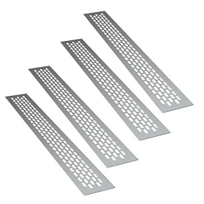 Imagen de sossai® Rejillas de ventilación aluminio Alucratis (4 piezas) Rectangular dimensiones: 44 x 6 cm Color: aluminium rejilla aire