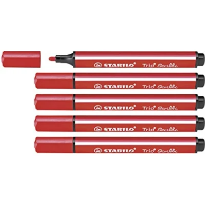 Imagen de Rotulador escolar ergonómico triangular con sistema de amortiguación en la punta STABILO Trio Scribbi Caja 5 unidades Color rojo