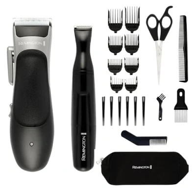 Imagen de Remington Stylist HC367 Cortapelos con cuchillas de cerámica autoafilables (kit 25 piezas incluye cortadora pelo y recortadora detalles, 8 longitudes peine (3 mm mm), 40 minutos