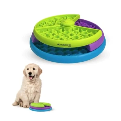 Imagen de Mobiclinic® Pets, Comedero Interactivo, para Perros, Doggy, Antivoracidad, 3 Niveles giratorios, Antideslizante, 26x26x7,5cm, Estimulación Mental, Fácil de Limpiar, Resistente, Gatos, Mascotas