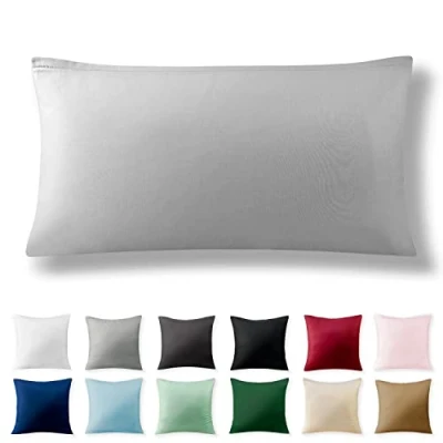 Imagen de Alreya Funda de Almohada Renforcé 100% Algodón 40 x 80 cm Gris Hipoalergénica con Cremallera YKK