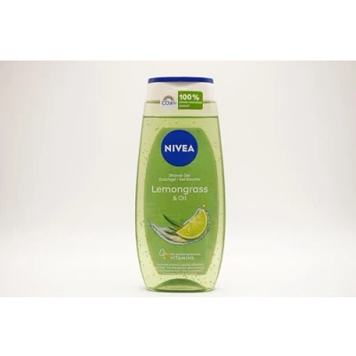 Imagen de Gel de ducha Nivea con perlas aceite limpieza, aroma hierba limón, 4 botellas 250 ml, limón y