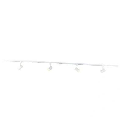 Imagen de QAZQA Sistema de carril moderno blanco 4 luces monofásico Yade Aluminio/Acero Alargada Adecuado para LED Max. x 50 Watt