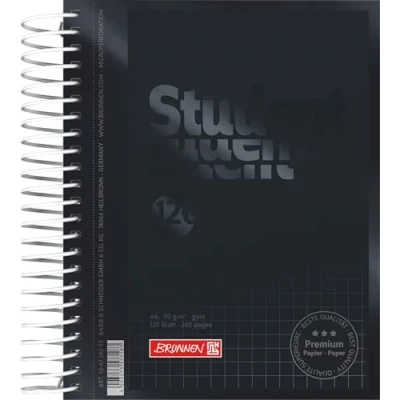 Imagen de Brunnen 106724290 Student Colour Code Bloc de notas (A6, cuadriculado, 90 g/m², 120 hojas), color negro y