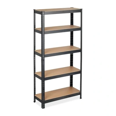 Imagen de Relaxdays 2 Estanterías Carga Pesada, 150 x 75 30 cm, 875 kg, 5 Baldas, Montaje de Encaje, Sótano, Garaje, Acero, Negro