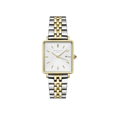 Imagen de Rosefield Reloj Mujer The Boxy de Oro: Caja Cuadrada 26 * 28 mm con Esfera Blanca y Correa Plata Oro QVSGD Q013
