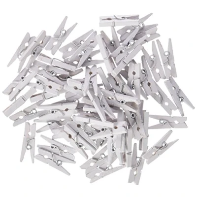 Imagen de Mopec Caja de 100 Mini Pinzas Color Blanco, Pack 1 Unidad, Madera, 0.60x2.50x0.60 cm