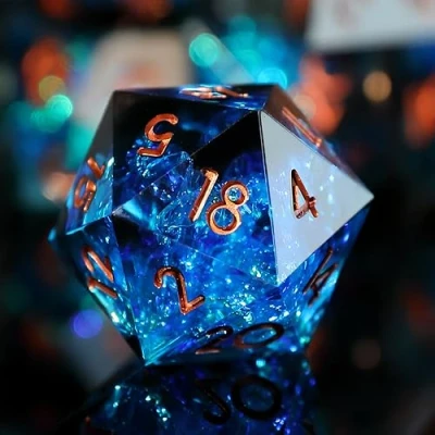 Imagen de Juego Dados DND 7 Piezas D4 D6 D8 D10 D12 D20 D% Poliédrico Hecho a Mano Resina con Bordes Afilados D&amp;D para Mazmorras y Dragones Pathfinder Roll Juegos de Mesa RPG MTG Caja Regalo