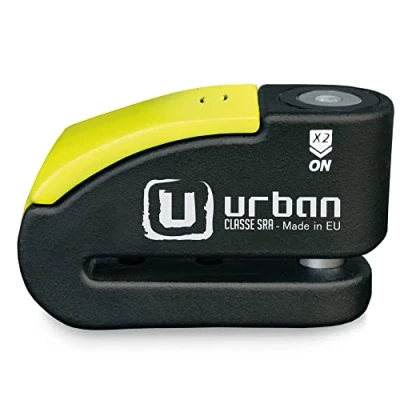 Imagen de URBAN 999 Candado Moto Disco Homologado SRA Sin o Con Alarma 120dB LED, Hi Tech Warning Sensibilidad A+, Alta Seguridad Nivel 19 Doble Cierre 14mm Anti Sierra Acero Endurecido, Pinza Antirrobo Scooter