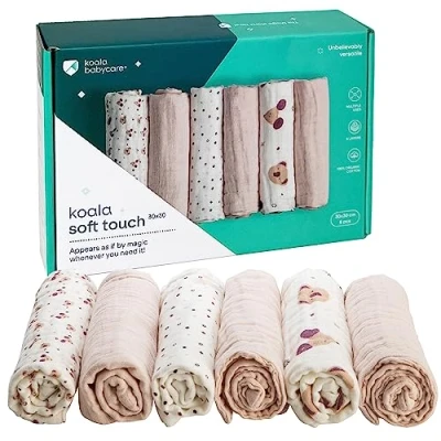 Imagen de KOALA BABYCARE Muselinas Bebe Algodon 30x30 Paquete con 6 Unidades de algodón para recién Nacidos bebés