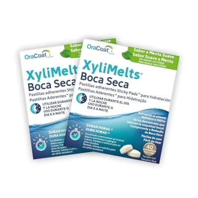 Imagen de OraCoat XyliMelts 80 pastillas adhesivas contra la sequedad de boca Discreto Se puede utilizar durante el sueño Vegano Menta suave