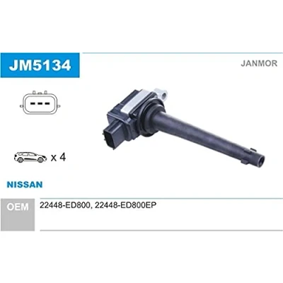 Imagen de JANMOR JM5134 Bobina de encendido NISSAN: MICRA 3, Qashqai / Qashqai+2 I, X Trail