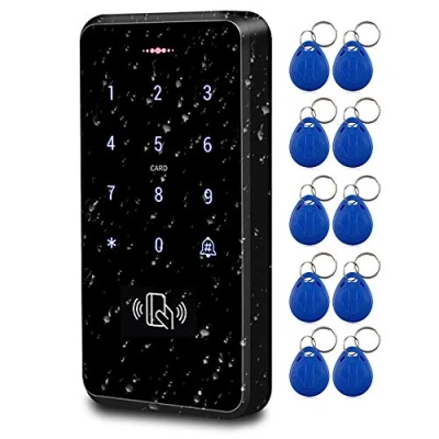 Imagen de LUCINE El último teclado RFID impermeable con panel de pantalla táctil 3000 usuarios, código PIN, Wiegand 26, control acceso independiente 125 KHz, abridor puerta + 10 tarjetas
