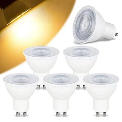 Imagen de Bombillas LED GU10, 5W Blanco cálido 3000K 500LM Regulable GU10 Spotlight AC 220 240V, Equivalente a lámpara halógena de 50W, Ángulo haz 120, 6 Piezas
