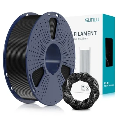 Imagen de SUNLU Filamento PLA+ 1.75 mm, para impresora 3d PLA Plus 1KG，Mejora de la resistencia,Neatly Wound, impresión PLA+, Precisión dimensional +/ 0.02mm, Negro