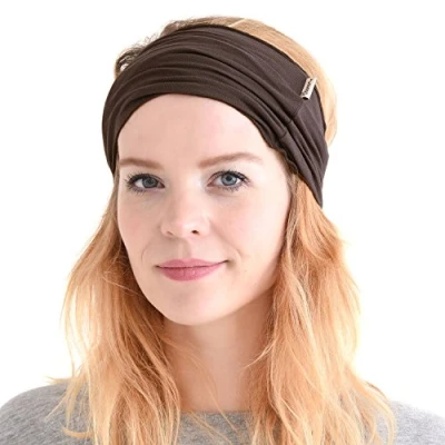 Imagen de CHARM Hombre Elástico Bandana Cinta para El Pelo Venda Japonés Largo Cabello Rastas Cabeza Envolver Marrón