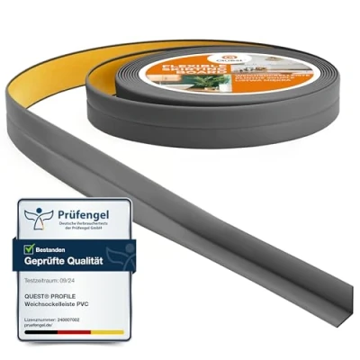 Imagen de Rodapiés Flexible Autoadhesivo Rodapié Plegable para Cocina Baño Cinta de sellado Perfil PVC Estanco Decorativo 10 mm x 5 Metros Gris Oscuro