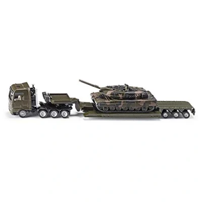 Imagen de siku 1872 Camión de plataforma baja con tanque y set pegatinas, Semirremolque desmontable, 1:87, Metal/Plástico, Verde