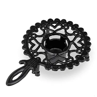 Imagen de Relaxdays 2 Calentadores de Taza, Salvamanteles para Teteras, Hierro Fundido, 1 Vela, Rústico, Negro