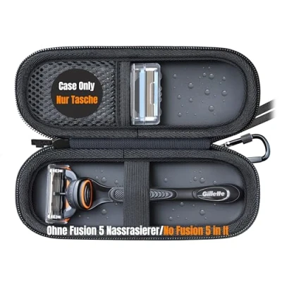 Imagen de Woollo funda de poliuretano compatible con Gillette Fusion 5 maquinilla afeitar húmeda para hombre, portátil, rígida, viaje, impermeable Fusion5